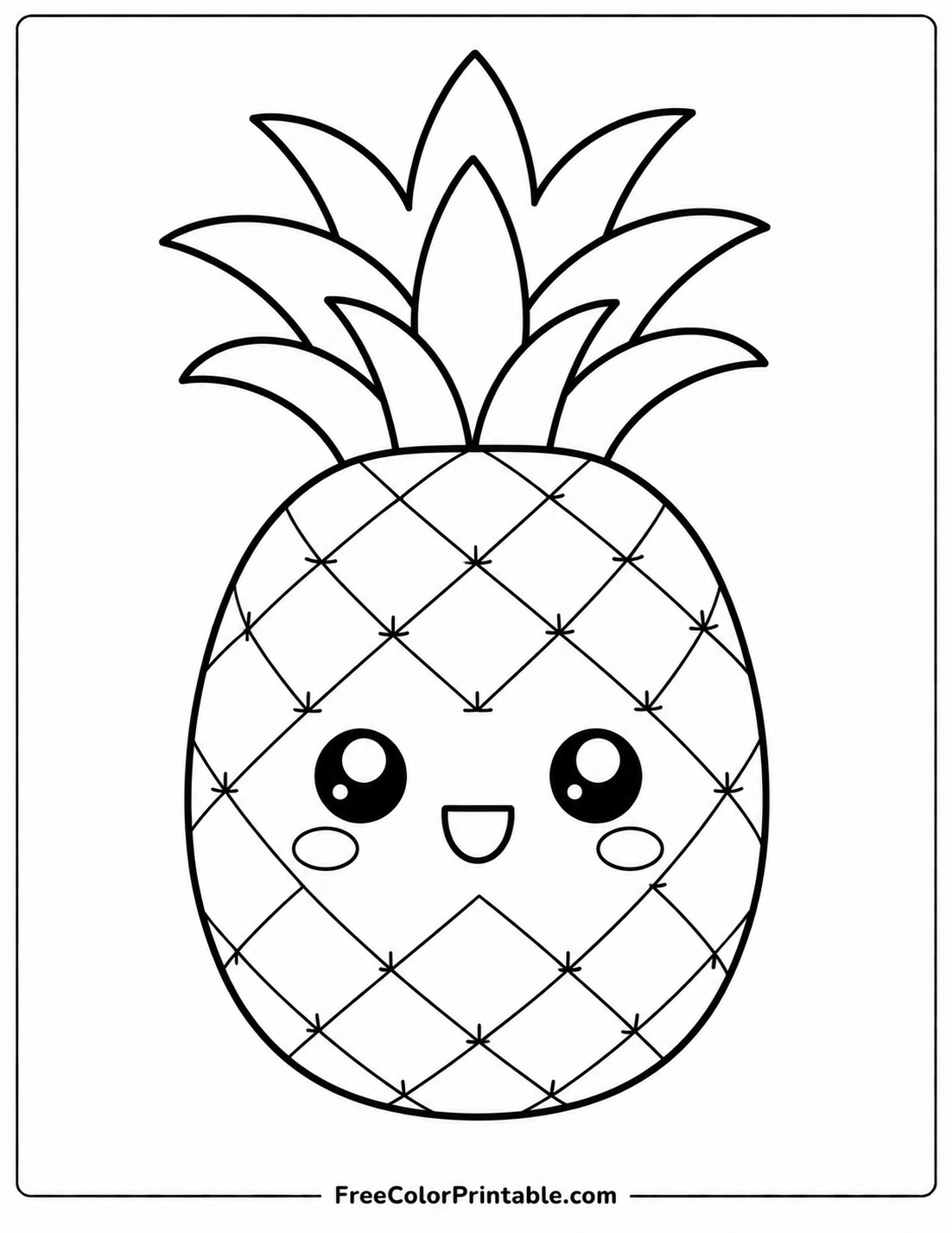 Kawaii pineapple coloring page design Coloring Page — Free Printable — free printable coloring page